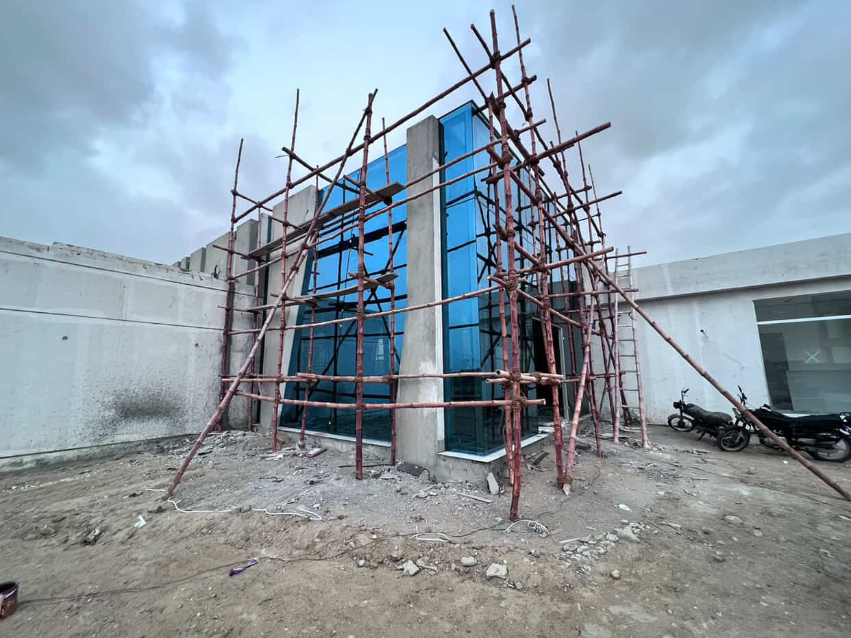 Curtain wall under construction